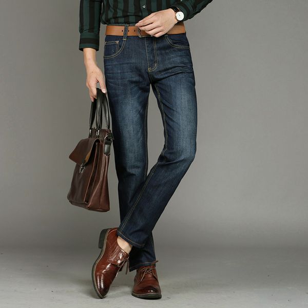 

2019 spring clothing new style jeans men's slim fit business youth men's large size loose casual men straight-leg trousers, Blue