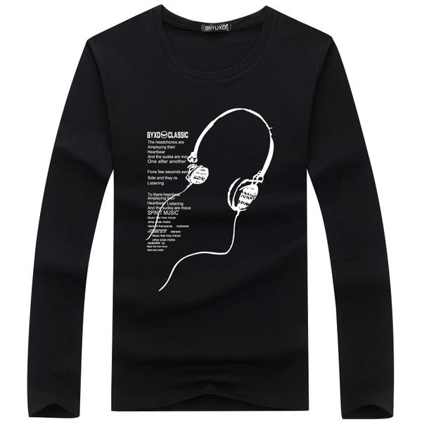 

новый стиль осень основание рубашка мужская с длинным рукавом футболки студенты trend подростковая осень одежда tops-long line наушники, White;black