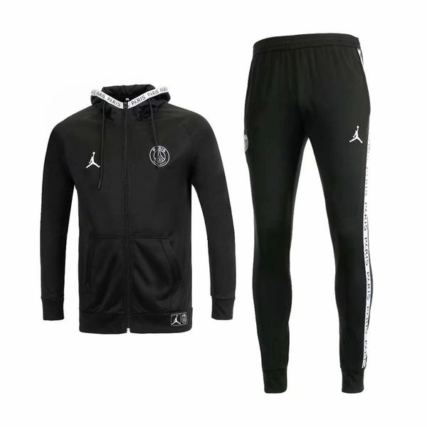 

2019 2020 jordam x paris hoodie survetement soccer jacket tracksuit 19 20 psg mbappe maillot de foot training suit, Black