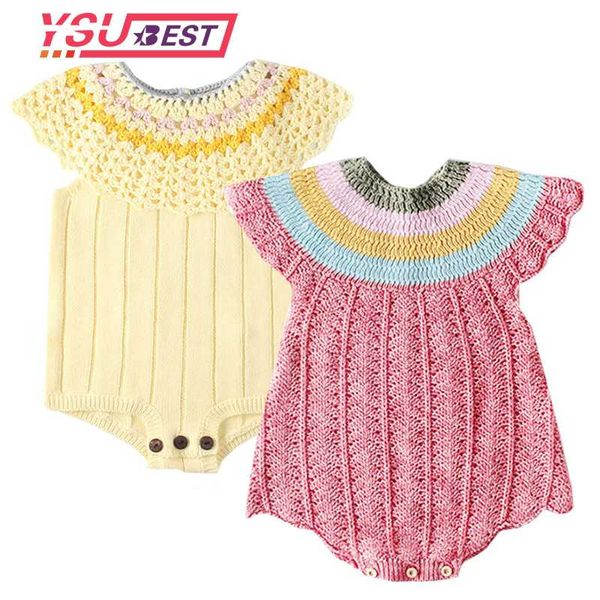 

baby rompers newborn knitted baby clothes ruffle girl romper cotton woolen princess infant jumpsuit for girls clothes, Blue