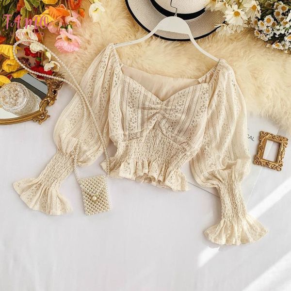 

korean ins fashion sweet ladies crop blouse 2020 new chic v neck lace ruffle blouse shirt ladies gothic shirt, White