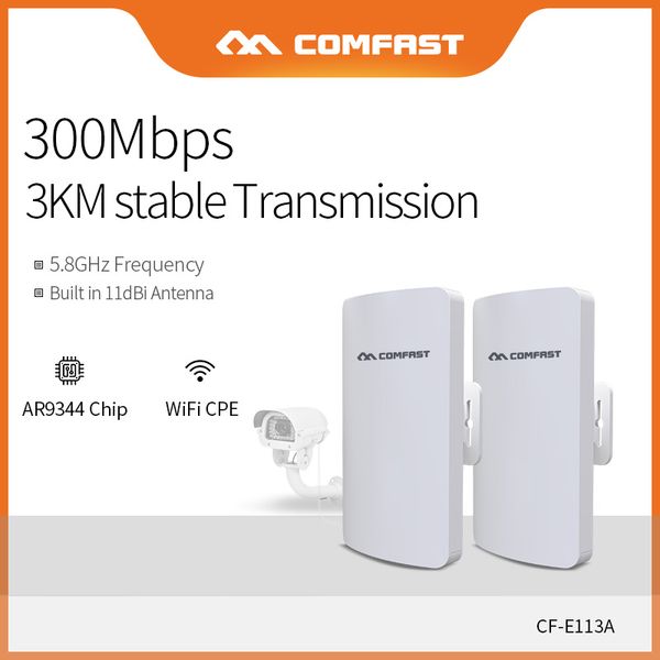 

comfast 2pcs 300mbps high power outdoor wifi bridge 3km 5ghz wireless wifi router ap extender cpe nano station ap cf-e113a