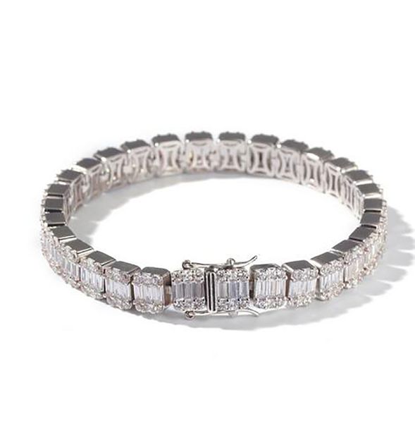 

hiphop silver square diamond bracelet tenns bracelet 7inch 8"inch 8.6mm simulate dimonds bangles braceles, Golden;silver