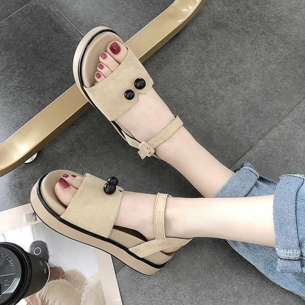 

muqgew women's sandals platform thick spring summer open toe shoes footwear vintage roman shoes casual flock sandals female 2019, Black
