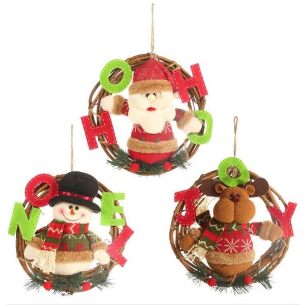 

rattan wreath christmas pendant santa claus doll christmas tree wall door decoration for home xmas party decoration window props