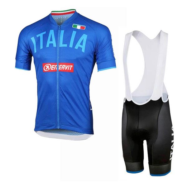 Pantaloncini con bretelle in jersey a maniche corte da ciclismo della squadra ITALIA set bici Abbigliamento estivo traspirante abbigliamento ropa ciclismo 3D gel pad U123101