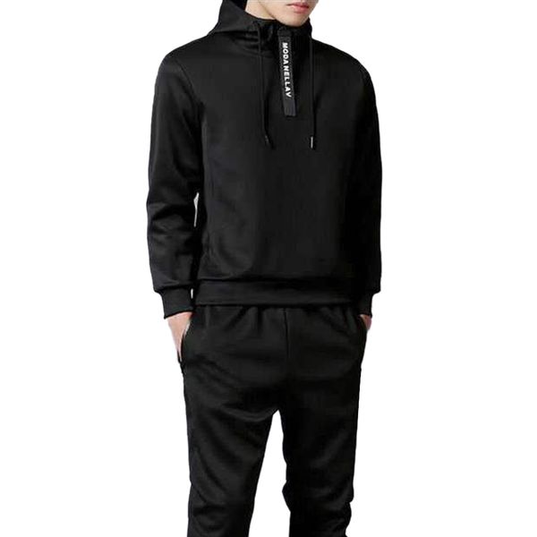 

sport suit sports play football running hoodies suit men's suits casual warm two piece mens hoodie set long-sleeved pullover, White;black