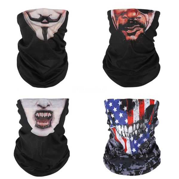 

magic headband elastic breathable neck gaiter warmer tube skull scarf half face mask bandana headwear bicycle hats #741#107, Blue;black