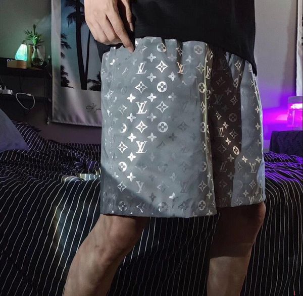 

2020 summer fashion mens designer shorts letters reflective coating joggers shorts pants anti-water beach shorts leisure xypf071101, Black
