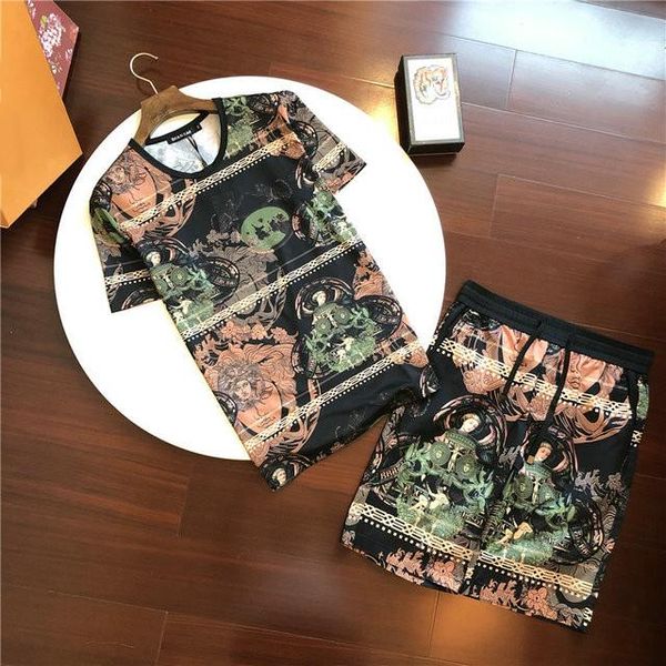 

summer leisure sports short-sleeved suit men korean version of the trend of men's t-shirt tide large size men two piece outfits, Gray