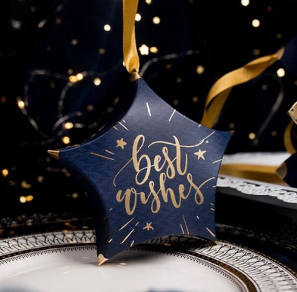 

20 / 50pcs blue wishes five-pointed star pentagram wedding favors candy box party supplies gift box present bomboniera