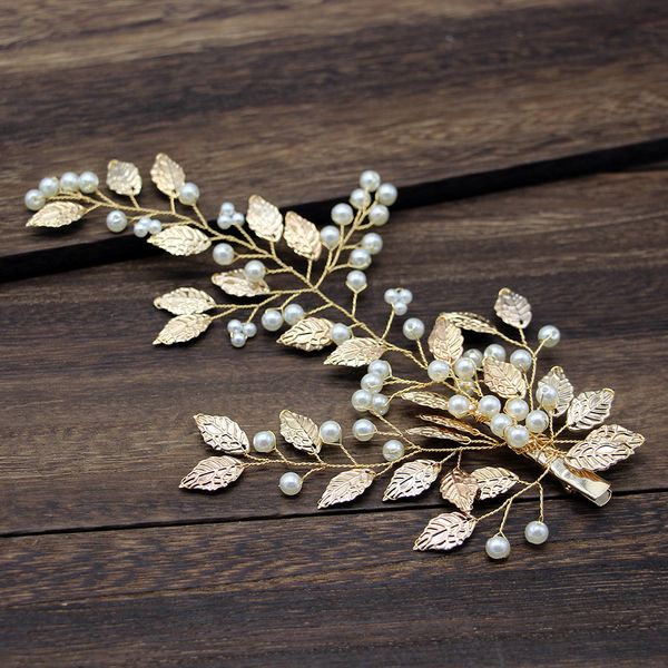 

girls pearl metal hairclips women hair clip hairpin bohemian european metal pearl crystal hair accessories women's jewelry, Golden;white