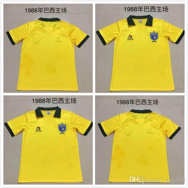 

1988 1991 brazil retro soccer jerseys vintage home yellow 88 91 mÃ¼ller renato gaÃºcho raÃ­ valdo classic brasil football shirts, Black;yellow