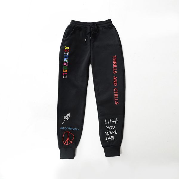 

quality fleece trousers letter printed women men jogging pants hip hop streetwear men sweatpants, Black