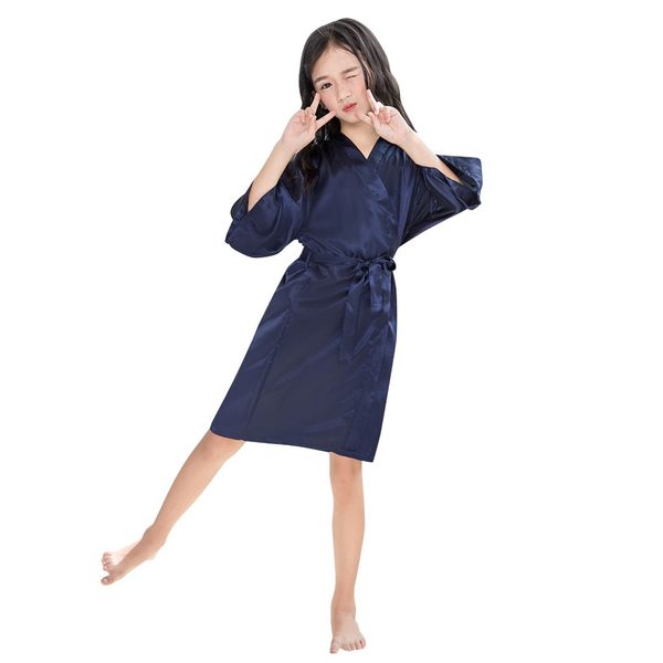 

toddler baby kids girls sleepwear floral silk satin kimono robes summer short sleeve soft cotton sleepwear clothes outfits y814, Blue;red