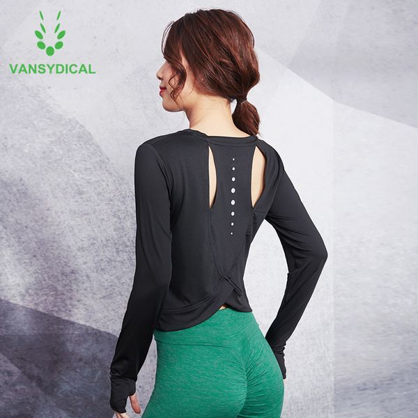 

vansydical womens sports yoga shirts long sleeve loose gym cropped reflective dot running fitness workout t-shirts, White;red