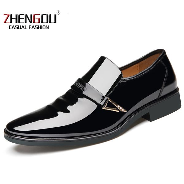 

zhengou men dress shoes pointed toe lace up men's business casual shoes brown black leather oxford for men