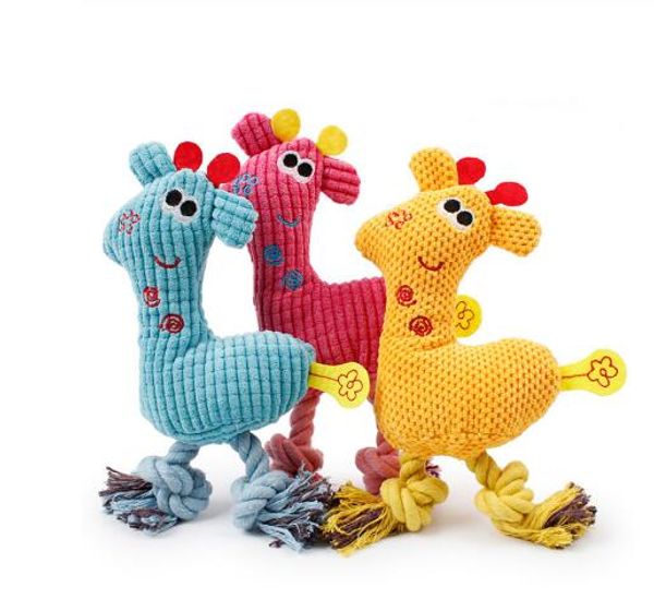 Hund Kauen Quietschen Spielzeug Giraffe Fleece Seil Interative Spielzeug Tiere Plüsch Welpen Hirsch für Haustier Hunde Katze Kauen Quietschen spielzeug GB993