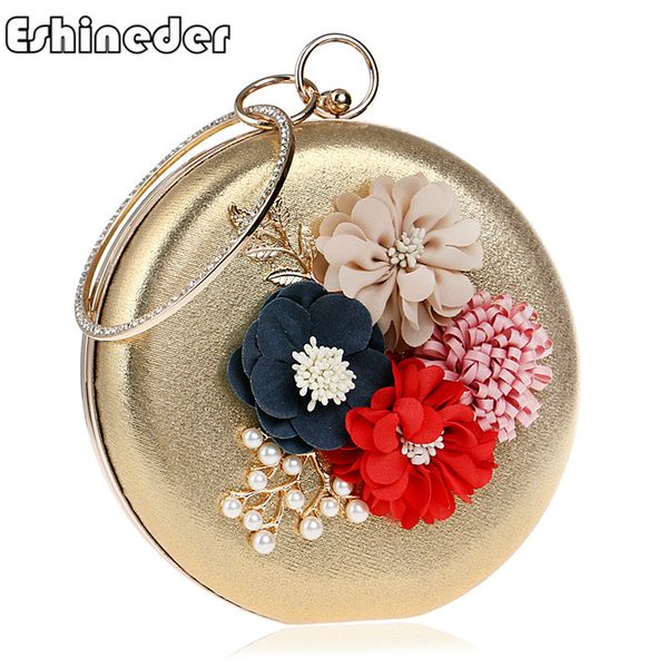 

2019 новый цветок леди вечерние сумки металлический лист круглой формы женские вечерние сумки дневные клатчи кошелек с бриллиантами цепочка