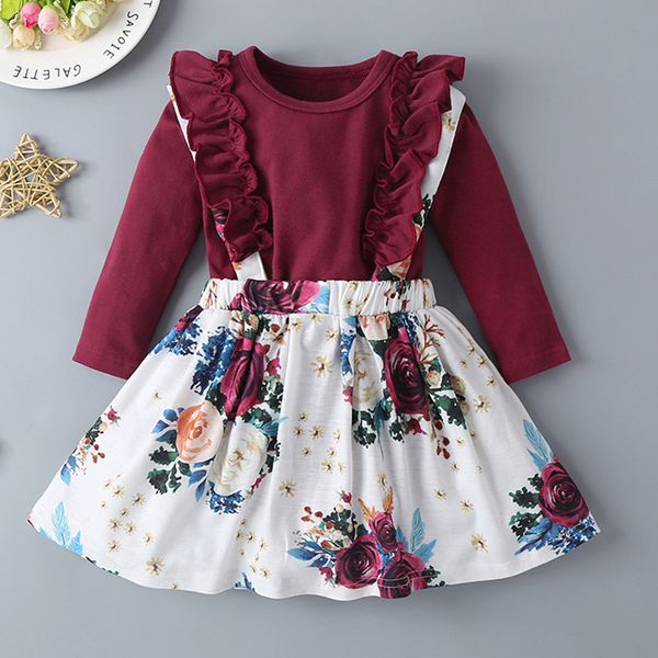 

baby clothes girl o-neck long sleeve bodysuit costume for newborn floral skirt newborn baby girl clothes winter set ropa niÃ±a, White