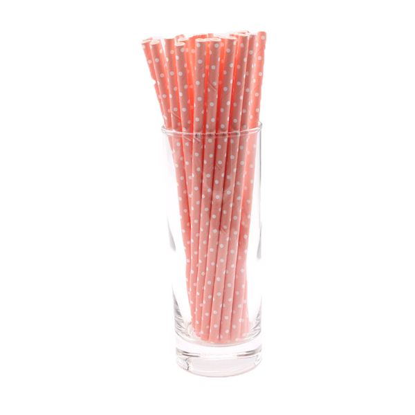

25pcs/lot light pink dot theme disposable paper party drink straws wedding birthday party decorations kids supplies