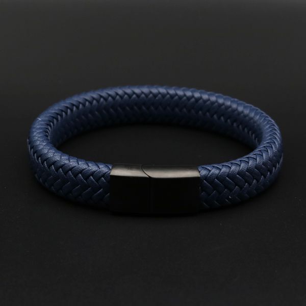 

european and american-style fashion personality mens wide bracelet cowhide vintage woven black simple korean-style leather student bracelet