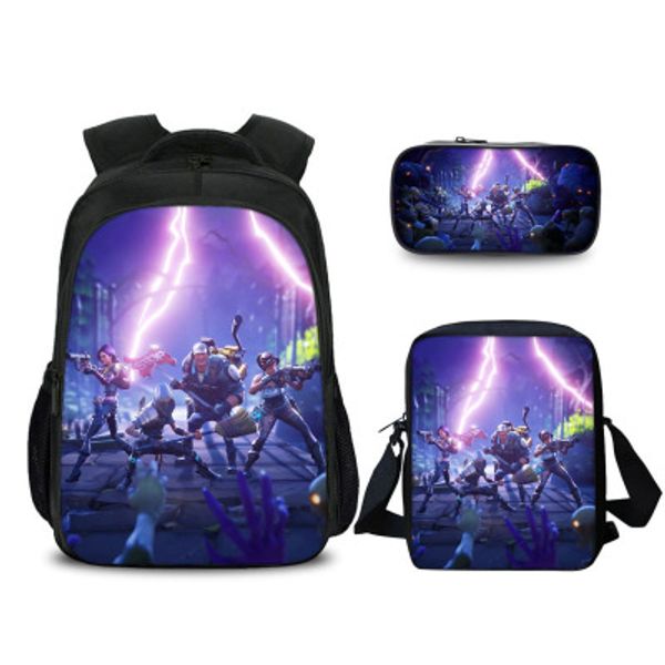 

wholesale 40style game backpack school bag 3pcs /set for boys game printingpen bag teenagers men outdoors bagpack satchel dhl free