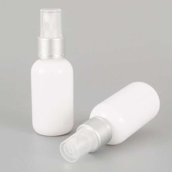 

60 x 50ml white chunky portable travel spray bottle cosmetic refillable jar with mist alumite sprayer wholesale