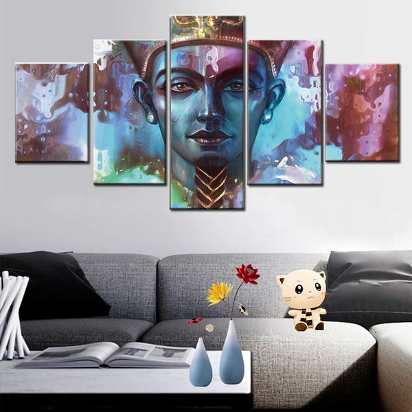 5 Panel Egyptian Pharaoh Picture Print Wall Art Modular Poster Painting Hd Home Decor Modern Canvas Living Room Frame Canada 2019 From Solutionwinni