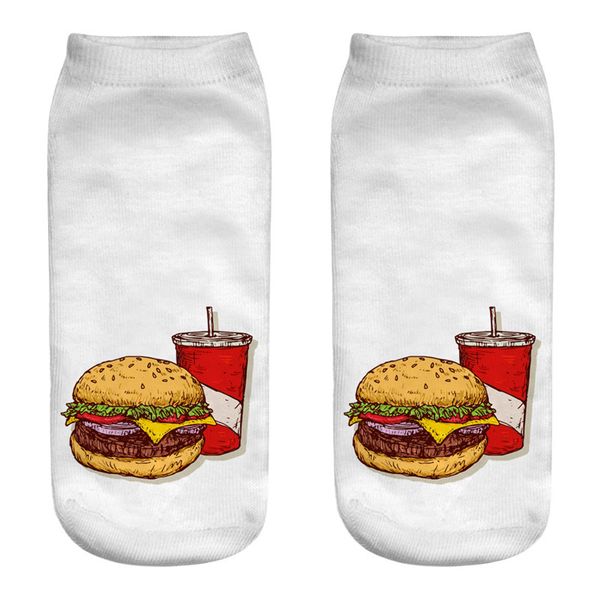 

mcdonalds food print womens socks designer hamburger french fries mens socks casual couple matching short hosiery, Black;white