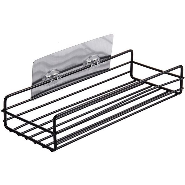 

self-adhesive sundries organizer shower shelf basket bathroom shampoo holder wall corner kitchen punching wall hanging bathroom storage