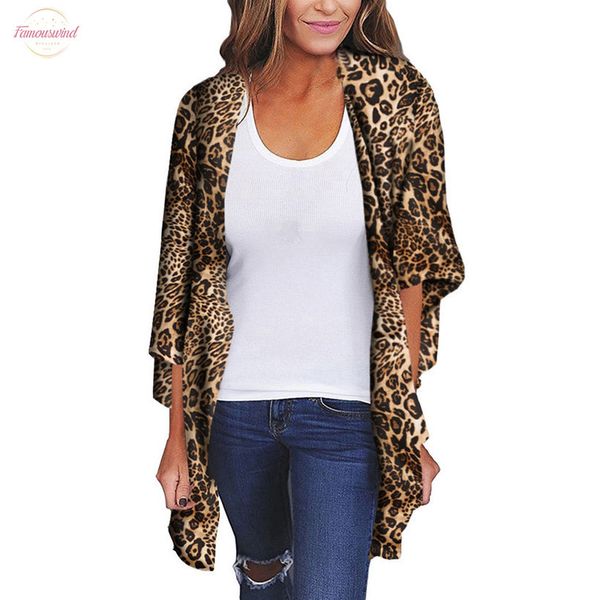 

плюс размер летняя блузка женщины шифоновая шаль леопардовый принт кимоно кардиган топ свободная повседневная пляжная одежда прикрыть блузку, White