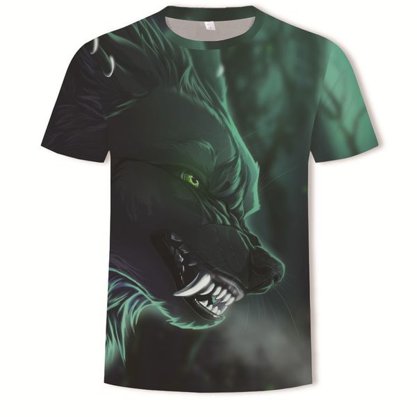 

mens designer wolf 3d digital printing round collar short sleeve t-shirtcl54, White;black