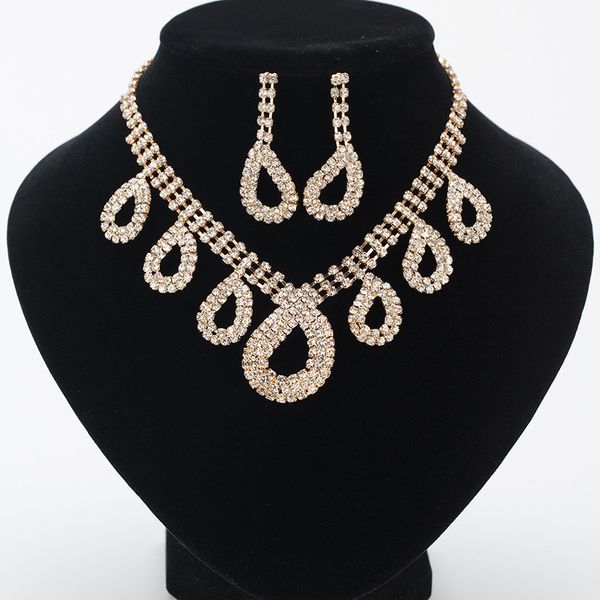

bride necklace earrings two paper set luxurious atmosphere korean full dress accessories necklace marry african costume jewelry sets, Black