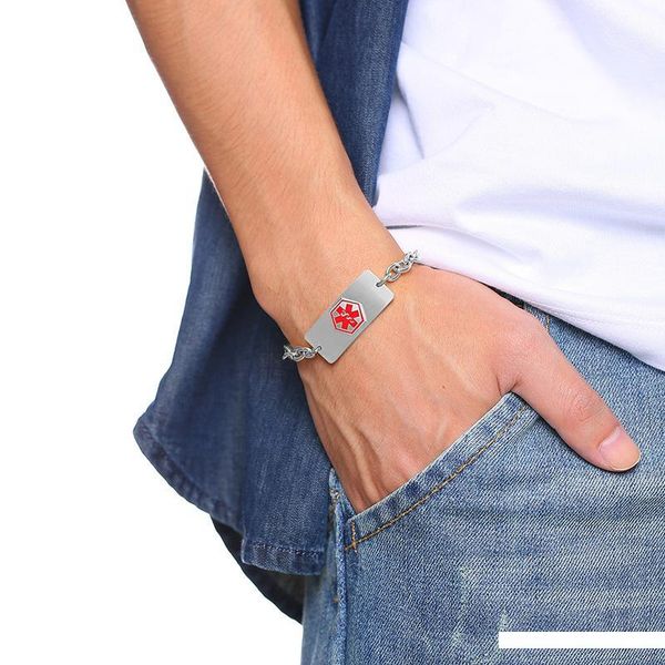 

vnox регулируемая длина медицинские бдительные id браслеты для женщин мужчины free personalize подложка из нержавеющей стали бар, Golden;silver