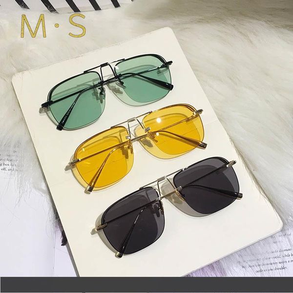 

ms 2019 new oversize fashion brand pilot sunglasses sunglasses woman shades mirror square rimless sun glasses for female t200103, White;black