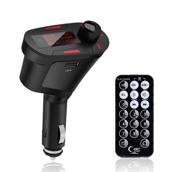 

new car kit mp3 player wireless fm transmitter modulator wma wireless usb sd mmc lcd with remote blue/red light