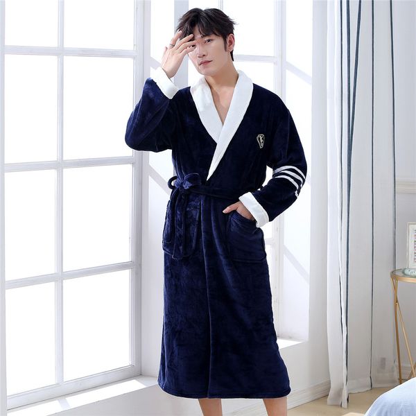 

full sleeve nightgown for men pajamas-set intimate lingerie kimono bathrobe gown solid colour home dressing gown sleepwear, Black;brown