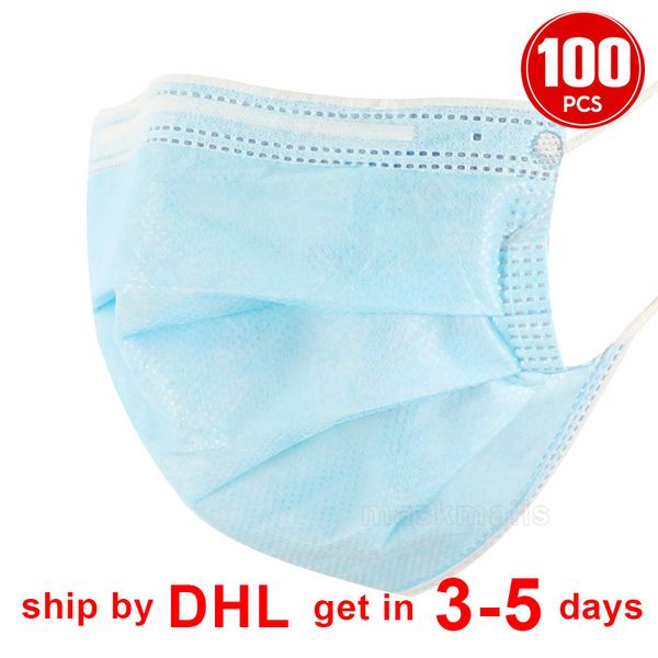 

100pcs disposable anti dust mask n95 kf94 anti-virus mouth masks non-woven 3-layer face masks dhl fast ship
