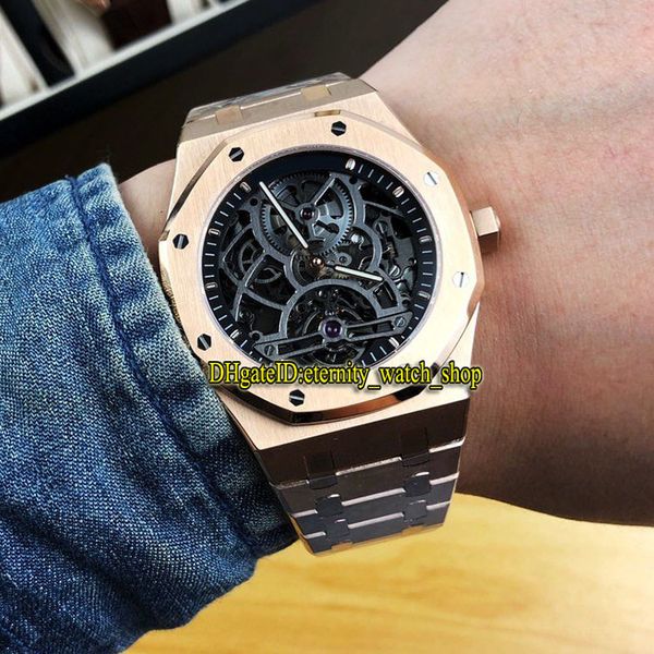 Melhor versão real Série 26513BA.OO.1220BA.01 Skeleton Dial Tourbillon Mecânica Mão-liquidação 28800 Vph Mens Watch Sapphire Relógios de Desporto