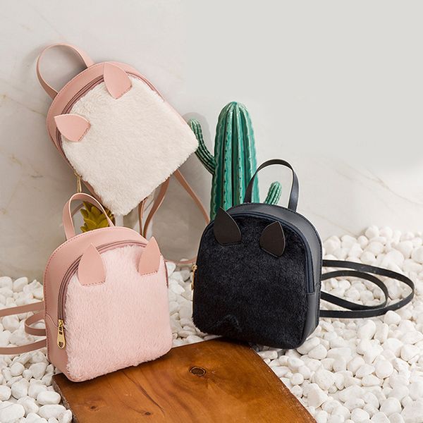 

personality ear backpack ear small backpack female wild fashion fleece