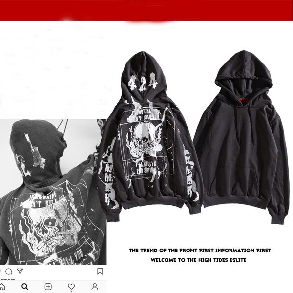 

19 марка подростковой hip hop skull black с капюшоном hoodies мужского сыпучее письма версии для печати толстовка размеры m-2xl