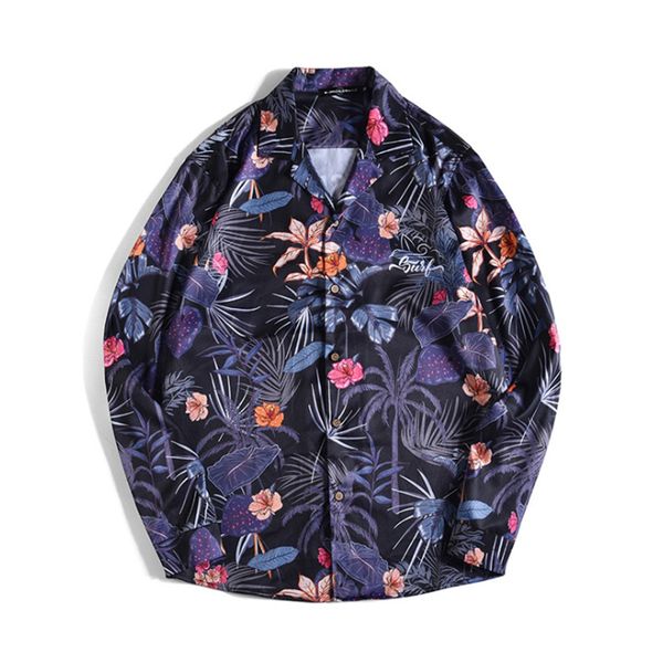 

весна мужские цветочные печатных рубашки письмо мультфильм pattern повседневная мужская футболки сыпучие однобортный мода мальчики топы, White;black