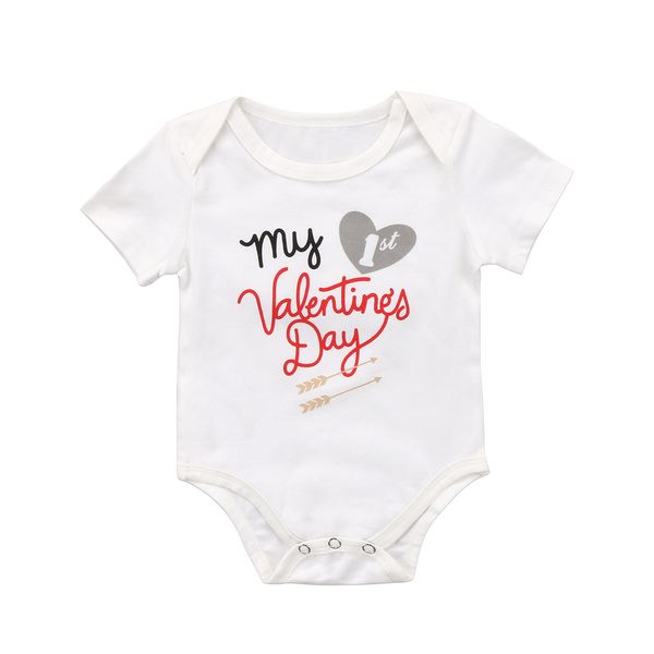 

2019 newborn kid baby boy girl short sleeve valentine's romper cotton o-neck jumpsuit clothes outfit wholesale pudcoco popular