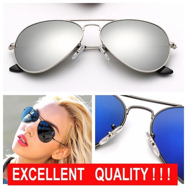 

mens pilot sunglasses designer sunglasses fashion women brand sun glasses eyewear sliver mirror des lunettes de soleil with leahter case, White;black