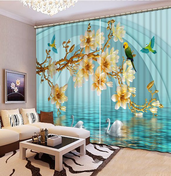 

bedroom luxury blackout 3d window curtain for living room drapes cortinas customized sizefloral bird