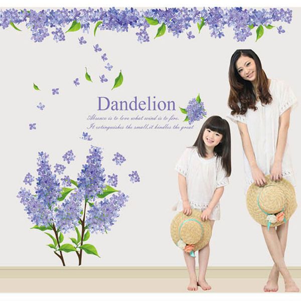 

removable combination purple lavender wall sticker transparent pvc repeated