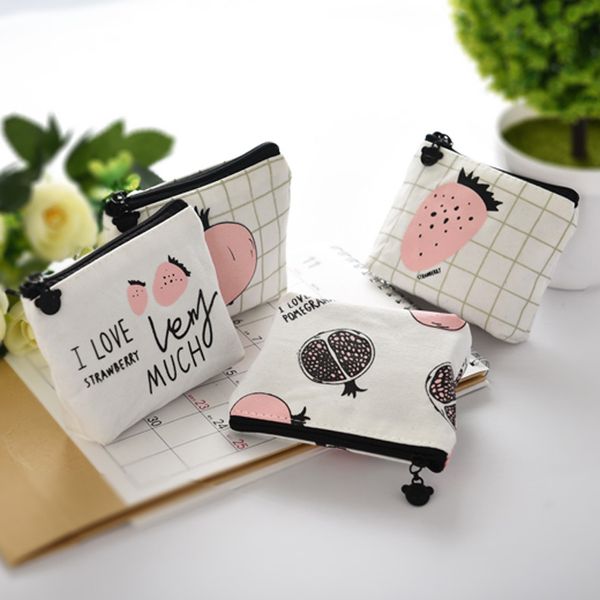 

korean-style creative simple whisper canvas children purse color cartoon coin carrying wallet women's key bag, Black