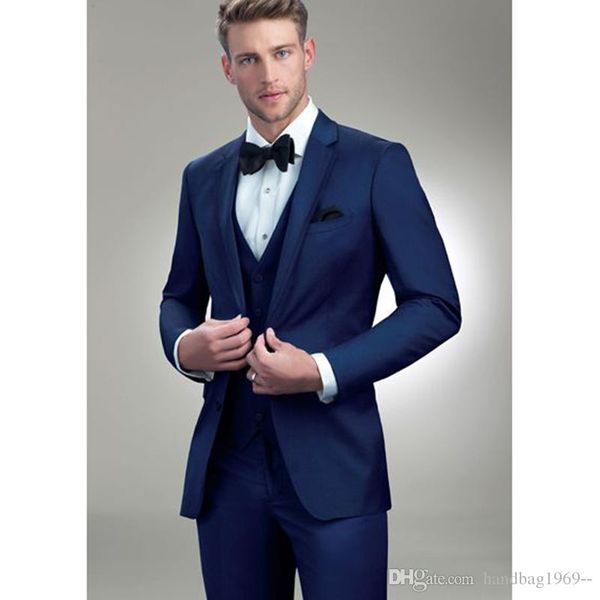 

fashionable two button blue groom tuxedos notch lapel groomsmen man mens wedding suits (jacket+pants+vest+tie) d:216, Black;gray