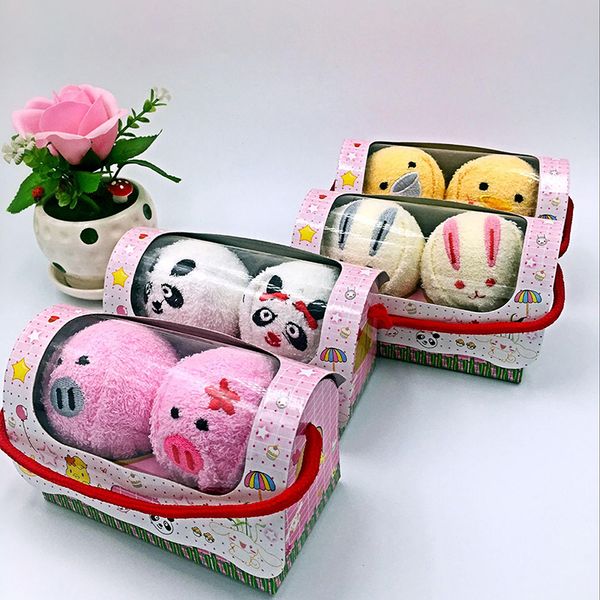 

cute animal compressed travel towel set gift set with embroidery cotton panda pig towels bath couple wear 4 styles